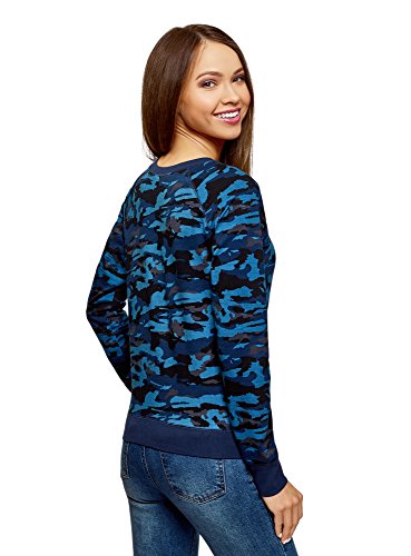oodji Ultra Mujer Suéter Básico de Algodón, Azul, ES 36 / XS