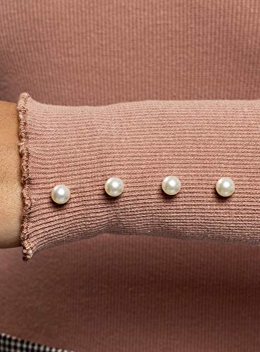 oodji Ultra Mujer Suéter Básico de Cuello Alto de Algodón, Beige, ES 34 / XXS