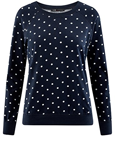 oodji Ultra Mujer Suéter Básico Estampado, Azul, ES 36 / XS