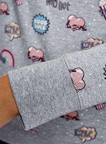 oodji Ultra Mujer Suéter Básico Estampado, Gris, ES 38 / S