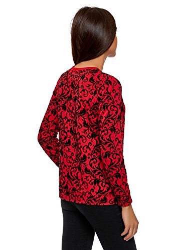 oodji Ultra Mujer Suéter con Estampado de Felpa, Rojo, ES 38 / S
