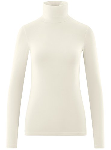 oodji Ultra Mujer Suéter de Cuello Alto Básico, Blanco, ES 36 / XS