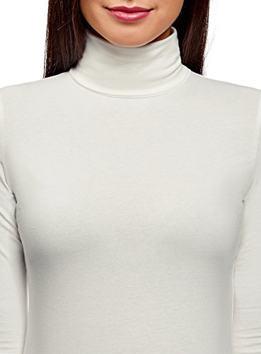 oodji Ultra Mujer Suéter de Cuello Alto Básico, Blanco, ES 36 / XS