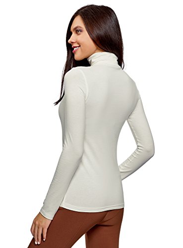 oodji Ultra Mujer Suéter de Cuello Alto Básico, Blanco, ES 36 / XS