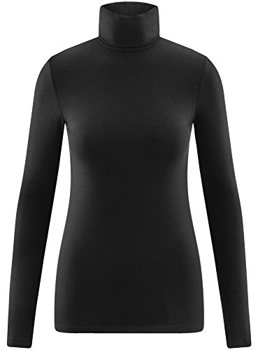 oodji Ultra Mujer Suéter de Cuello Alto Básico, Negro, ES 36 / XS