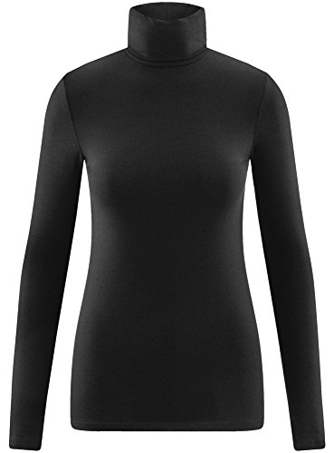 oodji Ultra Mujer Suéter de Cuello Alto Básico, Negro, ES 36 / XS