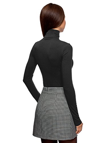 oodji Ultra Mujer Suéter de Cuello Alto Básico, Negro, ES 40 / M