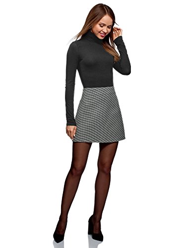 oodji Ultra Mujer Suéter de Cuello Alto Básico, Negro, ES 40 / M