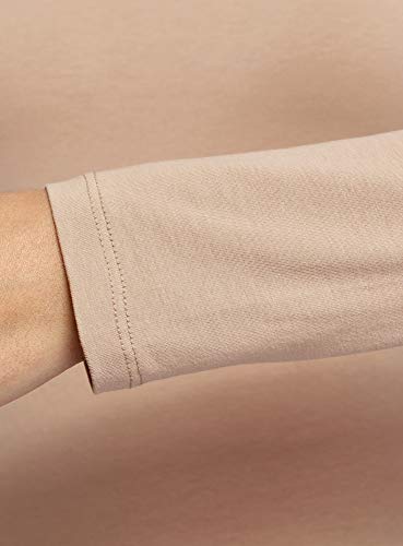 oodji Ultra Mujer Suéter de Cuello Alto de Algodón con Mensaje, Beige, ES 42 / L