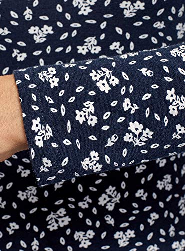 oodji Ultra Mujer Suéter de Cuello Alto Estampado, Azul, ES 34 / XXS