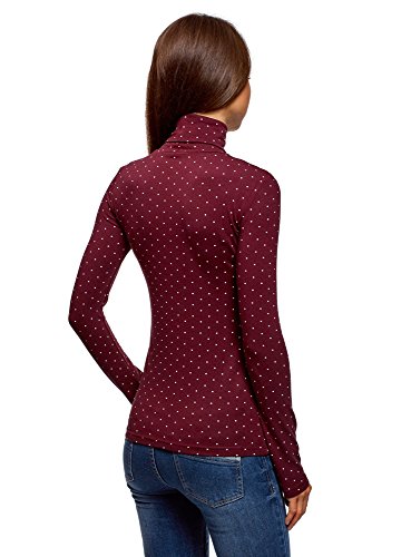 oodji Ultra Mujer Suéter de Cuello Alto Estampado, Rojo, ES 42 / L