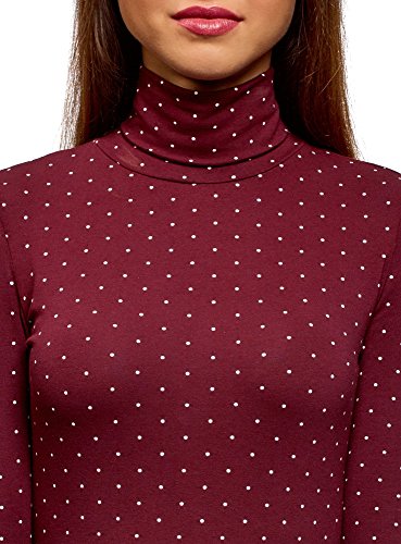 oodji Ultra Mujer Suéter de Cuello Alto Estampado, Rojo, ES 42 / L