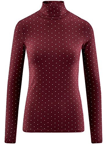 oodji Ultra Mujer Suéter de Cuello Alto Estampado, Rojo, ES 42 / L