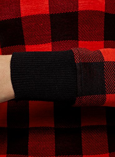 oodji Ultra Mujer Suéter Recto a Cuadros, Rojo, ES 40 / M