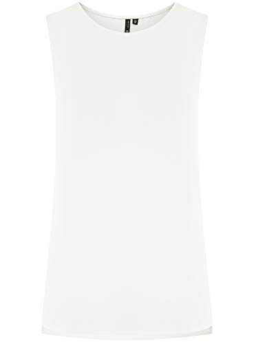 oodji Ultra Mujer Top Recto con Cuello Redondo, Blanco, ES 42 / L