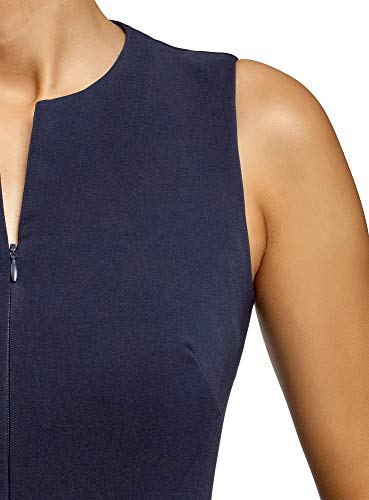 oodji Ultra Mujer Vestido Ajustado con Cremallera Oculta, Azul, ES 36 / XS