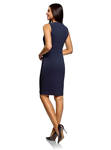 oodji Ultra Mujer Vestido Ajustado con Cremallera Oculta, Azul, ES 36 / XS