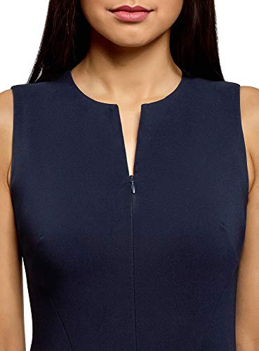 oodji Ultra Mujer Vestido Ajustado con Cremallera Oculta, Azul, ES 36 / XS