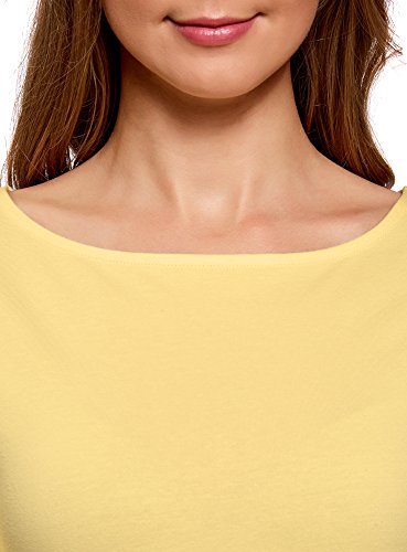 oodji Ultra Mujer Vestido de Punto Ajustado, Amarillo, ES 36 / XS