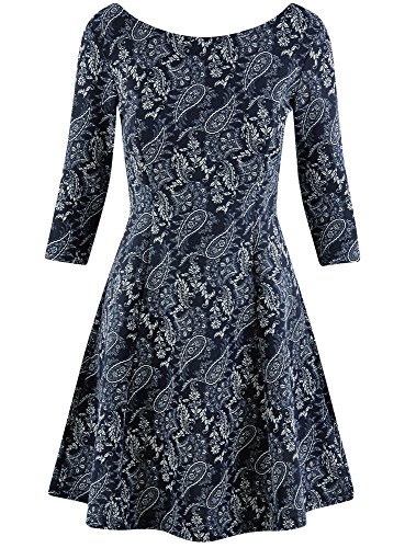 oodji Ultra Mujer Vestido de Punto Básico, Azul, ES 36 / XS