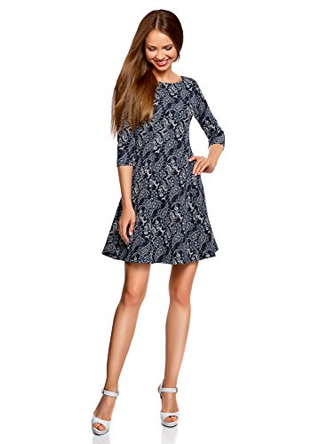 oodji Ultra Mujer Vestido de Punto Básico, Azul, ES 36 / XS