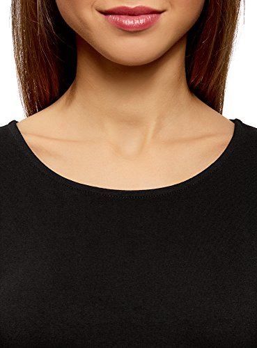 oodji Ultra Mujer Vestido de Punto Entallado, Negro, ES 42 / L