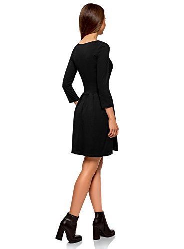 oodji Ultra Mujer Vestido de Punto Entallado, Negro, ES 42 / L