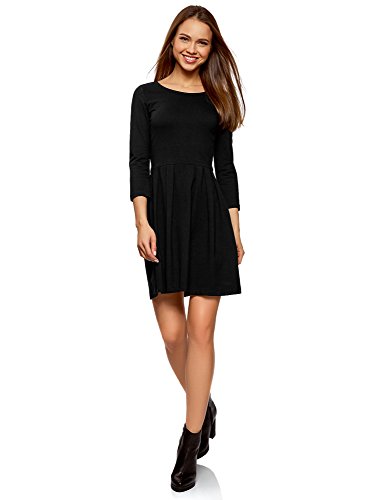 oodji Ultra Mujer Vestido de Punto Entallado, Negro, ES 42 / L