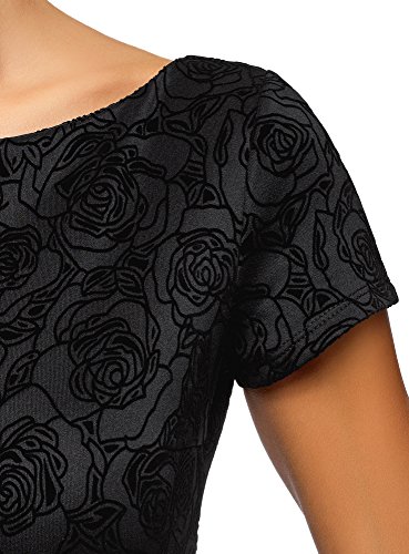 oodji Ultra Mujer Vestido de Punto Estampado de Felpa, Negro, ES 36 / XS