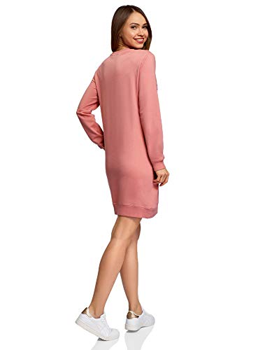 oodji Ultra Mujer Vestido Estampado de Estilo Deportivo, Rosa, ES 36 / XS