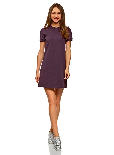 oodji Ultra Mujer Vestido Holgado de Punto, Morado, ES 40 / M