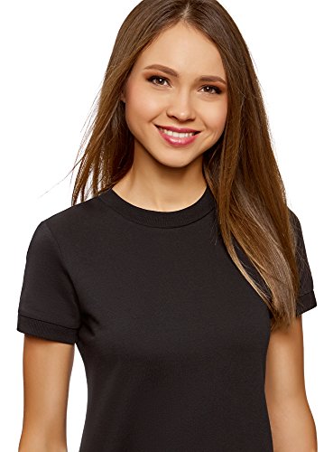oodji Ultra Mujer Vestido Holgado de Punto, Negro, ES 42 / L