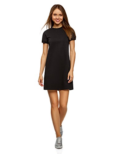oodji Ultra Mujer Vestido Holgado de Punto, Negro, ES 42 / L