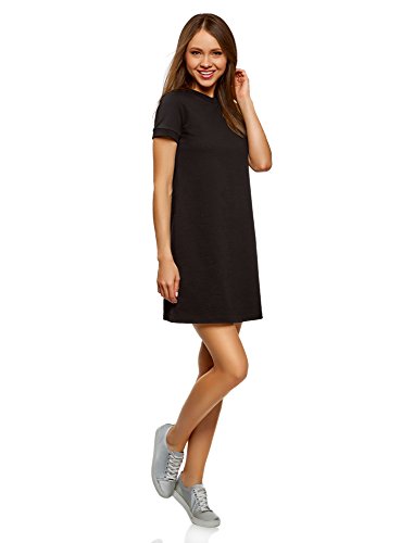oodji Ultra Mujer Vestido Holgado de Punto, Negro, ES 42 / L