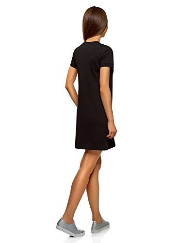 oodji Ultra Mujer Vestido Holgado de Punto, Negro, ES 42 / L
