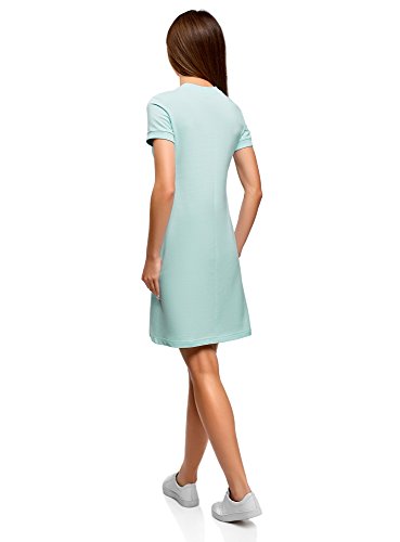 oodji Ultra Mujer Vestido Holgado de Punto, Turquesa, ES 36 / XS