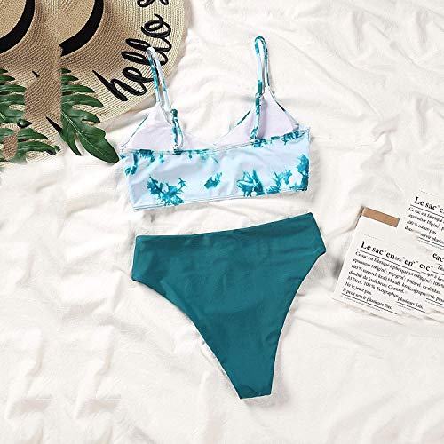 ORANDESIGNE Conjuntos de Bikinis para Mujer Push Up Bikini Traje de Baño de Tanga de Cintura Alta Trajes de baño Adecuado Viajes Playa Natación D Verde L