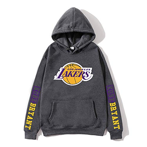 Ordioy Sudadera con Capucha para Hombre, Mujer, NBA Los Angeles Lakers Kobe Bryant Fashion Basketball Fan, Manga Larga, Polar, Cálido, Jersey, Suéter, Camisa Deportiva Informal,Dark Gray,XL