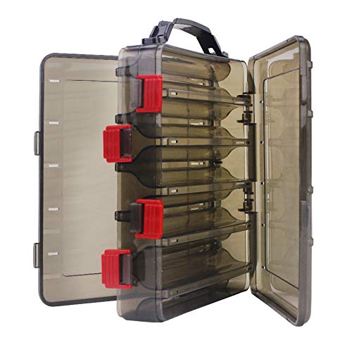 OriGlam - Caja para señuelos de pesca, 10 compartimentos impermeables, organizadores de cajas para chaleco, pesca con mosca