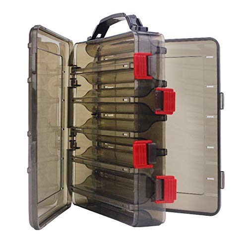 OriGlam - Caja para señuelos de pesca, 10 compartimentos impermeables, organizadores de cajas para chaleco, pesca con mosca
