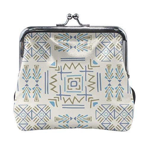 Ornamento étnico Tribal Art Print Cuero Clásico Floral Monedero Embrague Bolsa Cartera