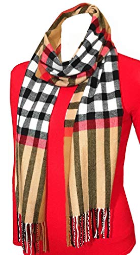 Ornella Venturi mujeres/hombre bufanda cuadros de moda SC81642 200 x 31 x 0,5 cm (Beige (Camel))