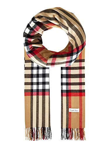 Ornella Venturi mujeres/hombre bufanda cuadros de moda SC81642 200 x 31 x 0,5 cm (Beige (Camel))
