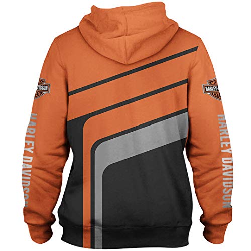 Otoño/Invierno Cárdigan De Manga Larga con Cuello Redondo para Hombre Impreso En 3D Harley-Davidson Color Dot Stripe Sudadera con Cremallera con Capucha Simple Ropa Deportiva Transpirable (1,M)