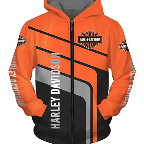 Otoño/Invierno Cárdigan De Manga Larga con Cuello Redondo para Hombre Impreso En 3D Harley-Davidson Color Dot Stripe Sudadera con Cremallera con Capucha Simple Ropa Deportiva Transpirable (1,M)