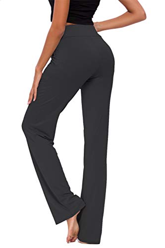 OURCAN Pantalones De Yoga para Mujer con Bolsillos Cordón De Pierna Ancha Salón Recto Suelto Pantalones De Entrenamiento De Entrenamiento Pantalones De Chándal Casuales Activos (Negro, L)