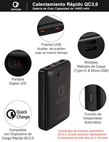 OUTCOOL Chaleco Calefactable Chaleco Térmico con Forro Polar para Mujer Chaleco Cálido de Invierno para Esquí Viajes Pescar Senderismo con Batería Recargable, L
