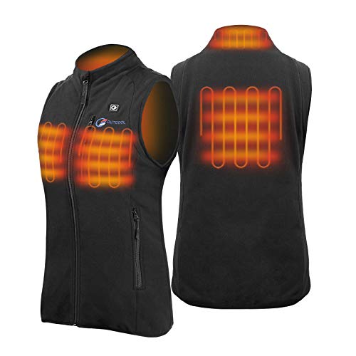 OUTCOOL Chaleco Calefactable Chaleco Térmico con Forro Polar para Mujer Chaleco Cálido de Invierno para Esquí Viajes Pescar Senderismo con Batería Recargable, L