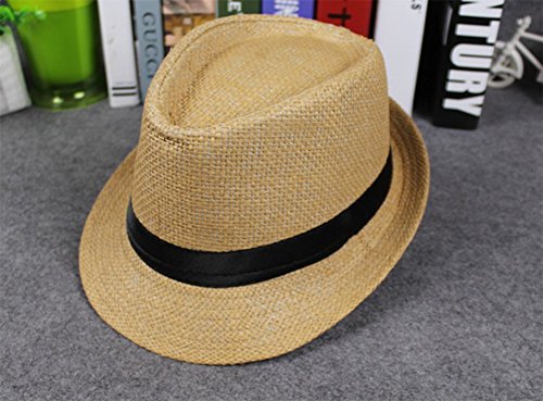 Outflower Sombrero al Aire Libre Masculino Adulto de la Playa del Sombrero del Jazz del Papiro Británico Sombrero de Sol al Aire Libre
