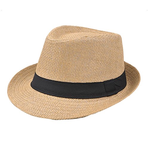 Outflower Sombrero al Aire Libre Masculino Adulto de la Playa del Sombrero del Jazz del Papiro Británico Sombrero de Sol al Aire Libre